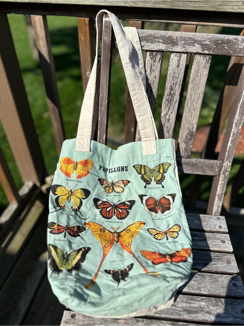 Papillons Butterfly Print Canvas Tote Bag - Blue